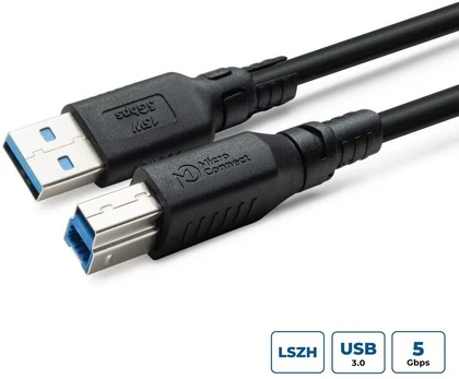 Kabelis USB MicroConnect USB-A - USB-B 2 m Juodas (ColorFlex USB 3.2 A-B Gen 1)