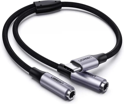 UGREEN AUX AUDIO SPLITTER WITH USB-C CABLE, 25CM (Sidabrinis)