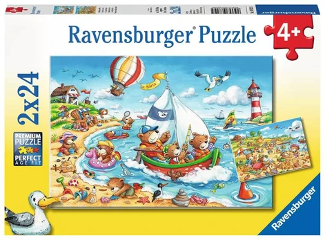 Ravensburger 2 dėlionės „Atostogos prie jūros“, 2×24 det., nuo 4 m.