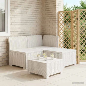 3- vietis Sodas Sofas Ratanas PP Balta