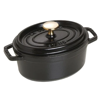 Cast iron oval pot 1 lt Black