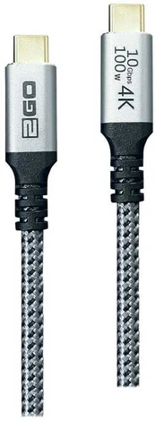 Kabelis USB 2GO USB-C - USB-C 1.2 m Sidabrinė (797512)