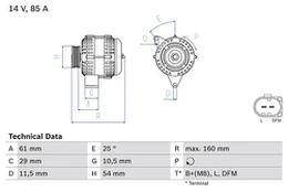 BOSCH 0 986 044 490 Kintamosios srovės generatorius