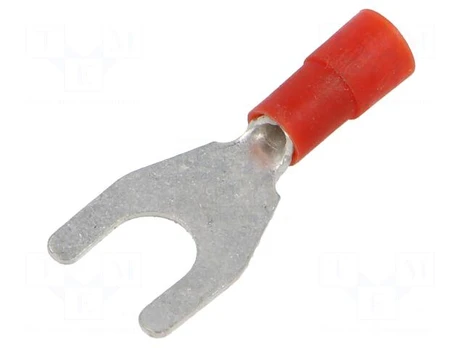 Tip: fork | M6 | 0.5÷1mm2 | crimped | for cable | insulated | tinned | red