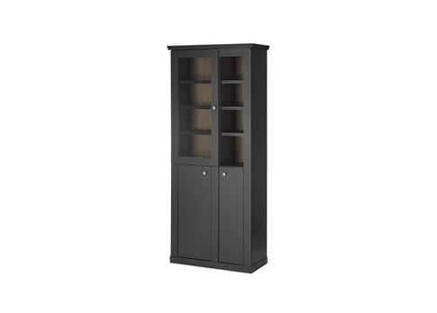 Vitrina Imv Lincoln, matinė juoda / ąžuolas