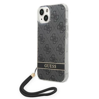 Originalus dėklas Guess GUOHCP14MH4STK iPhone 14 Plus 6.7 Juodas hardcase 4G Print Strap