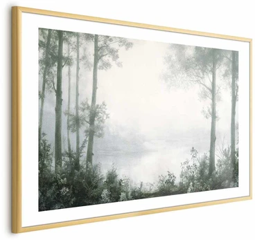 Artgeist Plakatas - Forest and Pond in Patinated Žalias