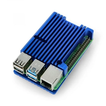 Odseven Raspberry Pi 4B aliumininis radiatorius - dėžutė mėlynos spalvos
