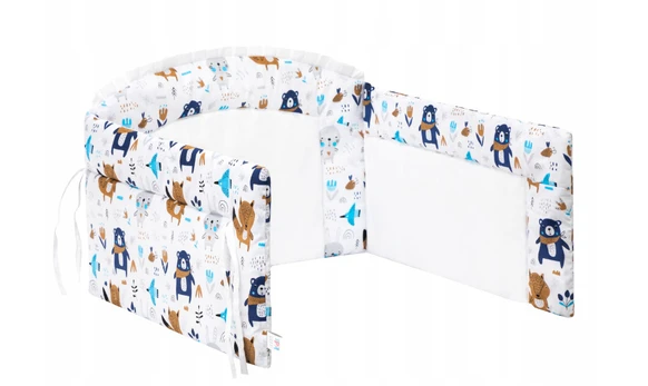 Apsauginis bortelis Slim Bear & Fox, mėlynas/rudas/baltas, 270 cm x 38 cm