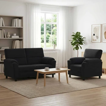 Sofa Sofos komplektas 2 vnt. Juoda Aksomas