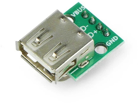 Modulis su USB lizdu ir lituotomis jungtimis