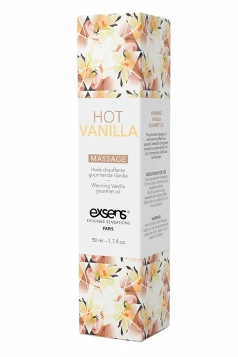 EXSENS Warming Massage Oil Hot Vanilla 50ml - Vegan, Non-Staining, Glow Label