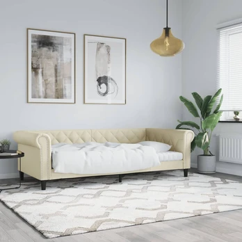 Sofa, kreminės spalvos, 80x200cm, dirbtinė oda