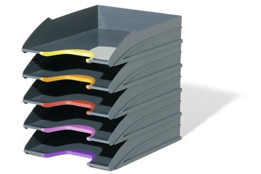 Durable VARICOLOR Letter Tray Set, Plastic, Anthracite, Multicolour, C4, Letter, 5 pc(s)