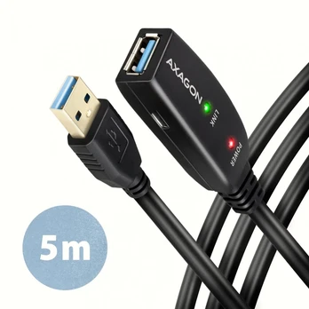 Axagon Active prailginimo USB 3.2 Gen 1 A-M > A-F laidas, 5 m ilgio. Maitinimo variantas.