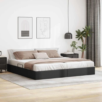 Otomano lovos rėmas Juodas 200 x 200 cm Dirbtinė oda