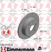 Stabdžių diskas ZIMMERMANN 590.2593.20 kaina
