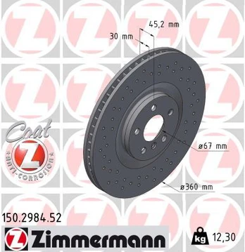 Stabdžių diskas ZIMMERMANN 150.2984.52