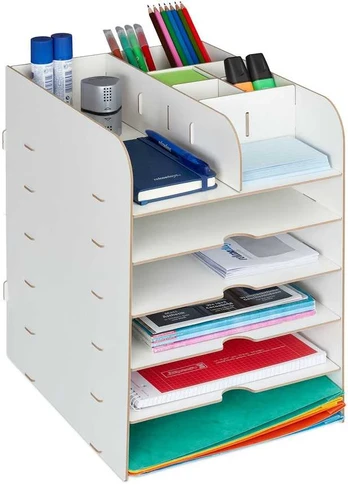 Rašymo priemonių ir dokumentų organizatorius 34,5x25x32 cm., baltos spalvos