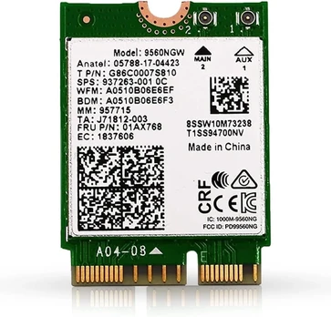 Ac 9560 Wifi 5 adapteris, 1.73 Gbps, Bluetooth 5.1, M.2 Cnvio