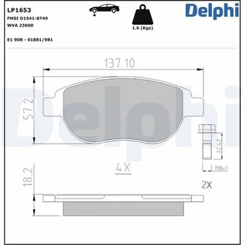 DELPHI LP1653 Brake pad set