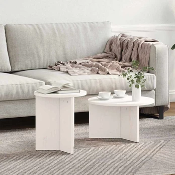 Kavos staliuko komplektas 2 pcs Balta 49 x 49 x 28 cm