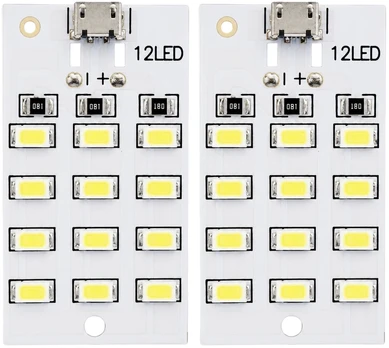 LED plokštė 5730 SMD Micro USB 12 diodų 5V šaltai balta šviesa