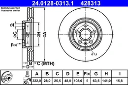 ATE 24.0128-0313.1 Brake Disc kaina