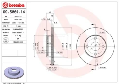 Stabdžių diskas BREMBO 09.5869.14 kaina