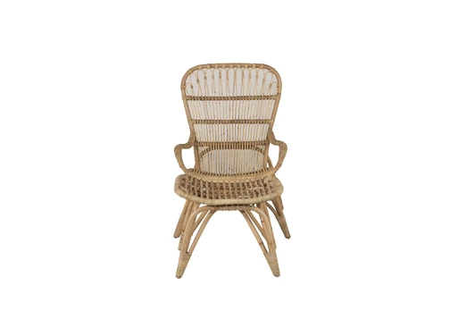 Ella Lounge Chair - rattan / Offwhite Cushion. inc. Ottoman