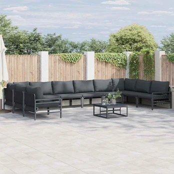 Sodo Sofų Rinkinys 11 pcs Antracito Plienas