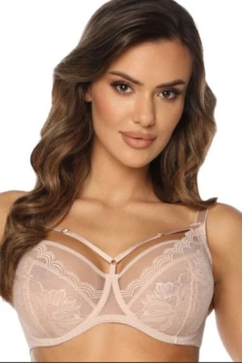 Minkšta nėriniuota liemenėlė Kinga Alice SC-931, smėlio spalvos