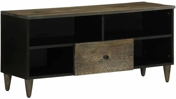 Televizoriaus spintelė, juoda, 100x33x46cm, mango masyvas