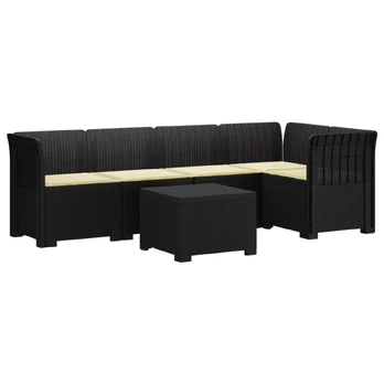 5-vietė sodo sofa su pagalvėlėmis Rataninio išvaizdos PP