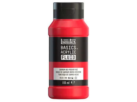 Akriliniai dažai Basics Fluid, 118ml, 151, cadmium red medium hue
