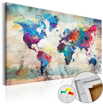 Artgeist Kamštinis paveikslas - World Map: Colourful Madness [Cork Map]