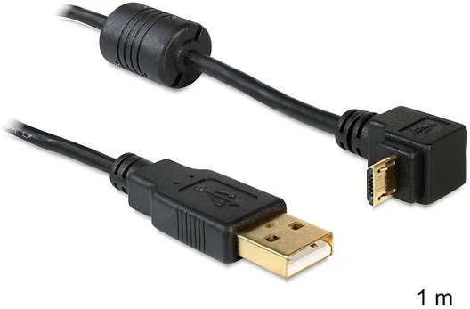 USB kabelis Delock USB-A - mikroUSB 1 m Juoda (83148)