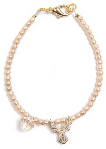 Deers rusvai gelsvas beaded mini bracelet with deer antler