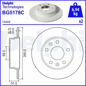 Stabdžių diskas DELPHI BG5178C