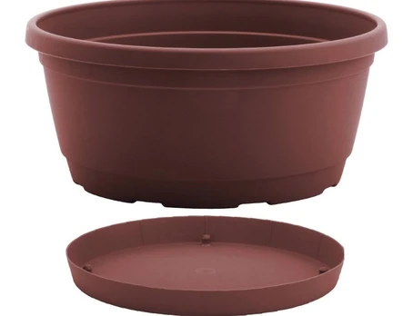 Plastikinis dubuo su lėkštele Nicoli Rumba, 18 x 9 cm., rudas