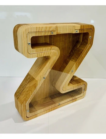 Mažesnė medinė taupyklė raidė „Z“ (18,7 cm)