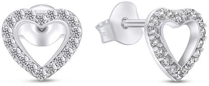 Brilio Silver Charming sidabrinis earrings Hearts with zircons EA355W