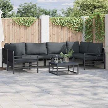 Sodo Sofų Rinkinys 7 pcs Antracito Plienas