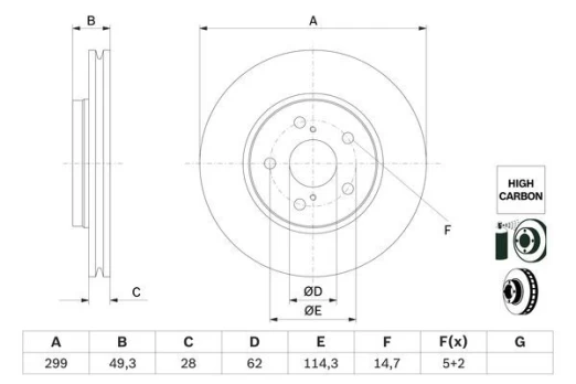 BOSCH 0 986 479 F49 Brake Disc