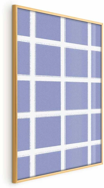 Artgeist Plakatas - Baltas Lines - a grid with large gaps on a mėlynas background