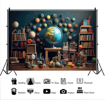 Fonai mokyklai 2.2 x 1.5 m - klasės interjeras, knygos