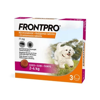 Frontpro kramtomos tabletės nuo erkių ir blusų šunims (2-4 kg), 1 vnt.