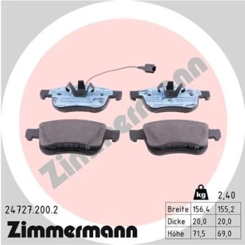 Stabdžių trinkelių rinkinys, diskinis stabdys ZIMMERMANN 24727.200.2