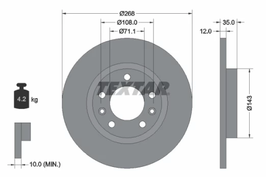 TEXTAR 92268003 Brake Disc