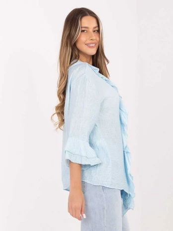 Šviesiai mėlyna oversize palaidinė